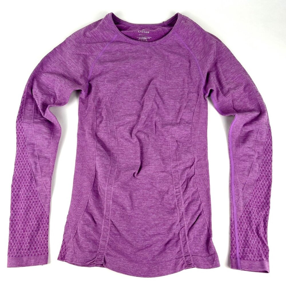 Kyodan Long-Sleeve Crew-Neck Athletic Top Sz. XS Purple Active Running Shirt